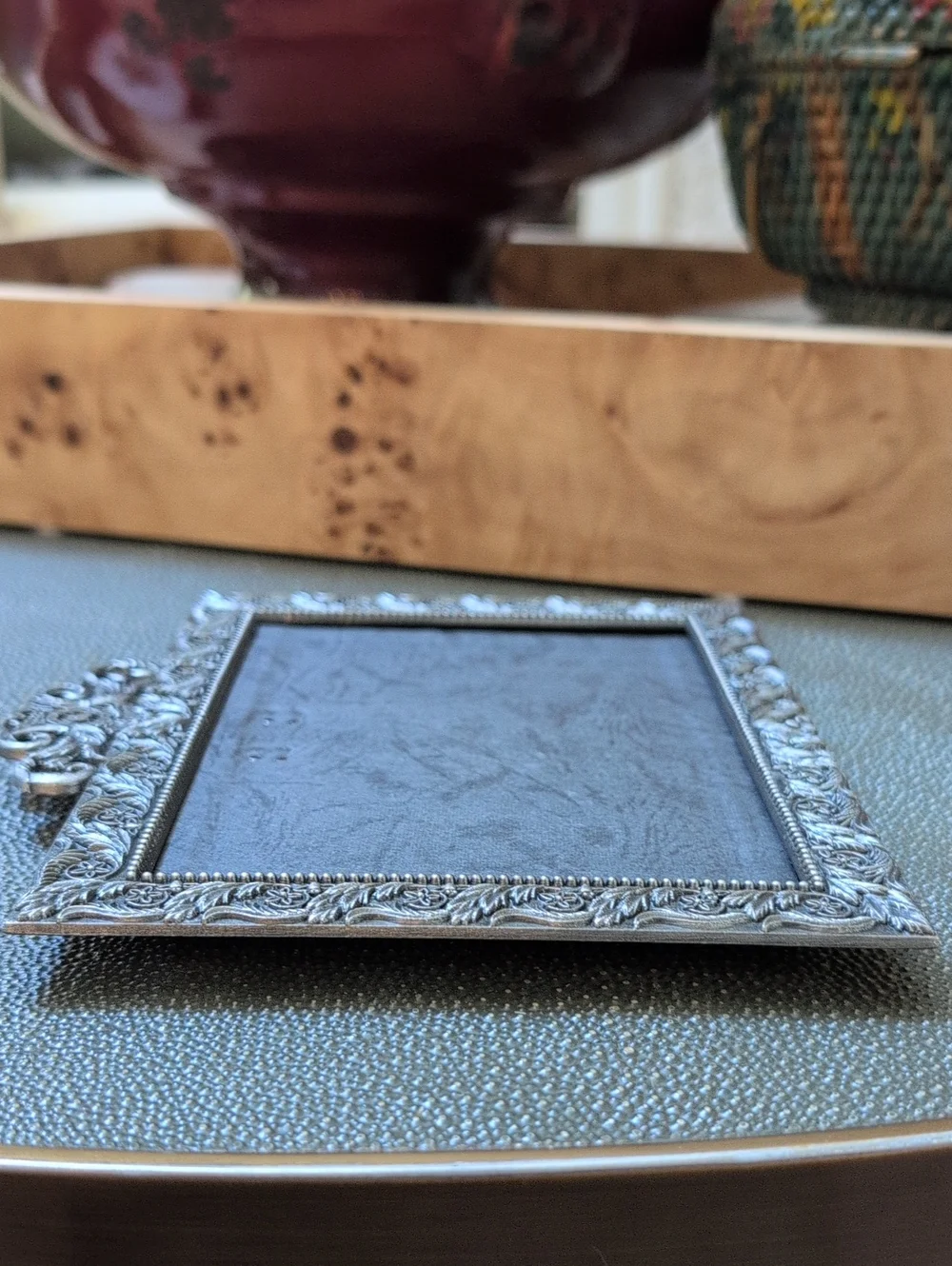 Ornate Silver Metal Decorative Photo Frame Classic Accent 6.5